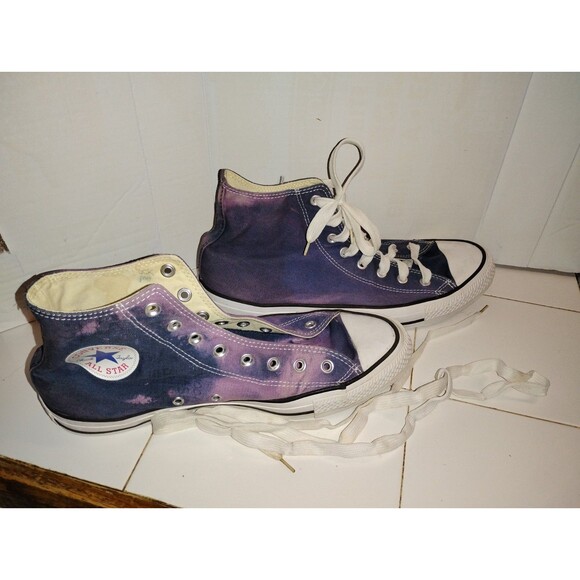 Converse Chuck Taylor All Star Tie DyeBlue Purple Hi Top Sneakers Size 12 Used - Picture 3 of 9